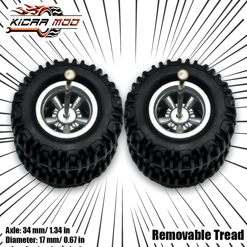 1/64 Modellauto-Räder mit Gummi-All-Terrain-Reifen, Fünf-Speichen-Umbauteile für Geländefahrzeuge, große Größe, 1 Set – Detail 3