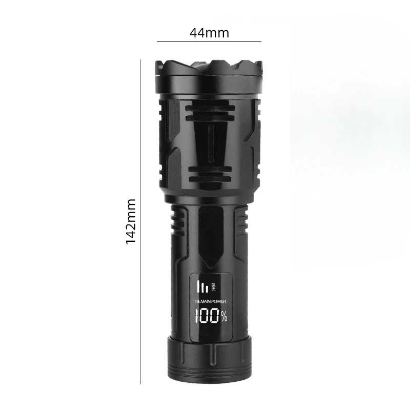 High Power Led Flashlight Rechargeable Zoomable digital display Tactical Torch Type-C charging Portable lantern for Camping