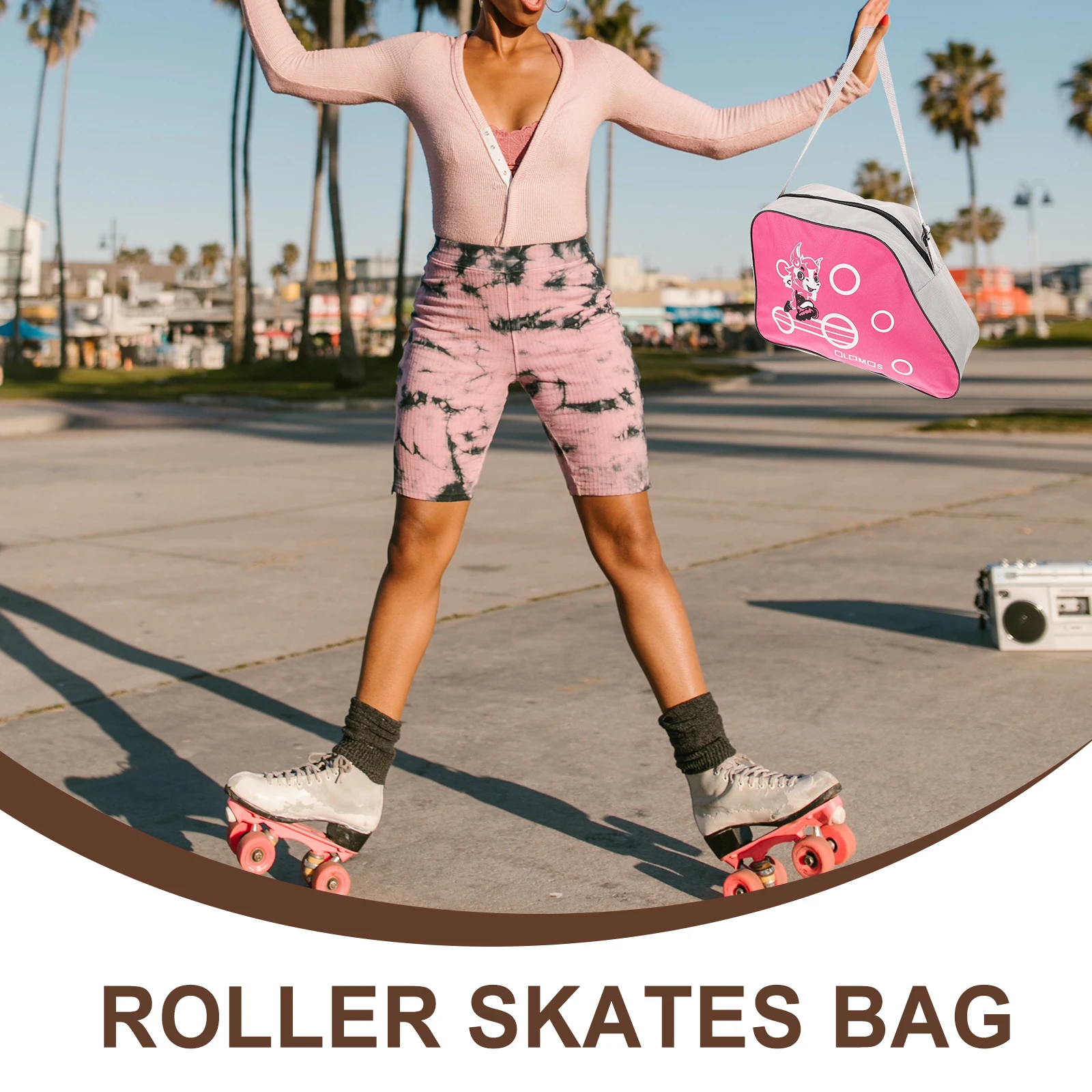 

2pcs Roller Skates Bag Portable Women Purple Pink Oxford Cloth Shoe Storage Bags Long Lasting Bright Color Outdoor Use skating