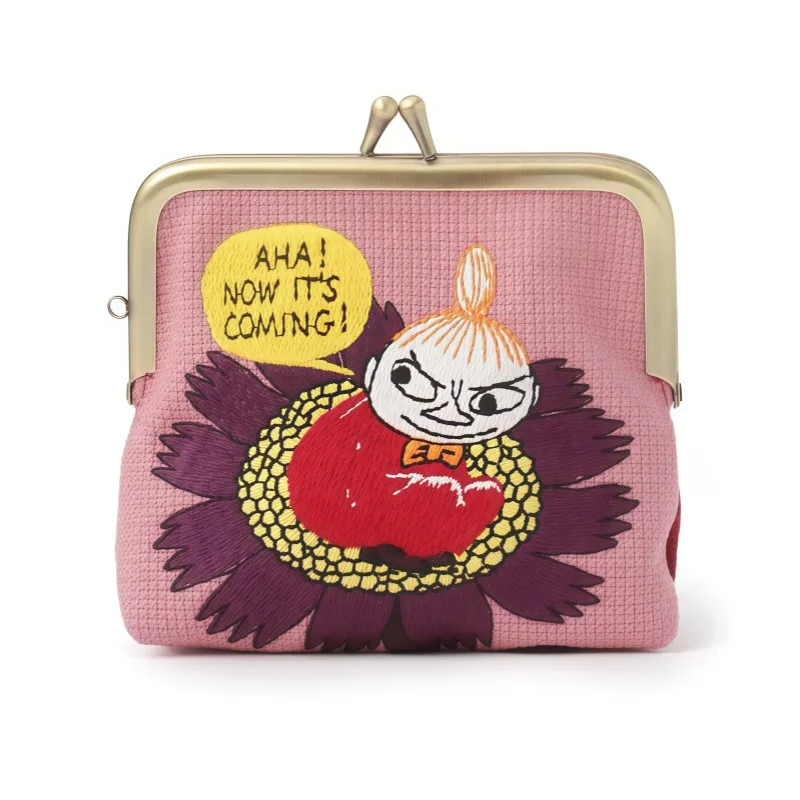 Kawaii Anime Moomins Series Mini Coin Purse Creativity Cute Cartoon Role Embroidery Portable Exquisite Makeup Bag Women Gift view 5