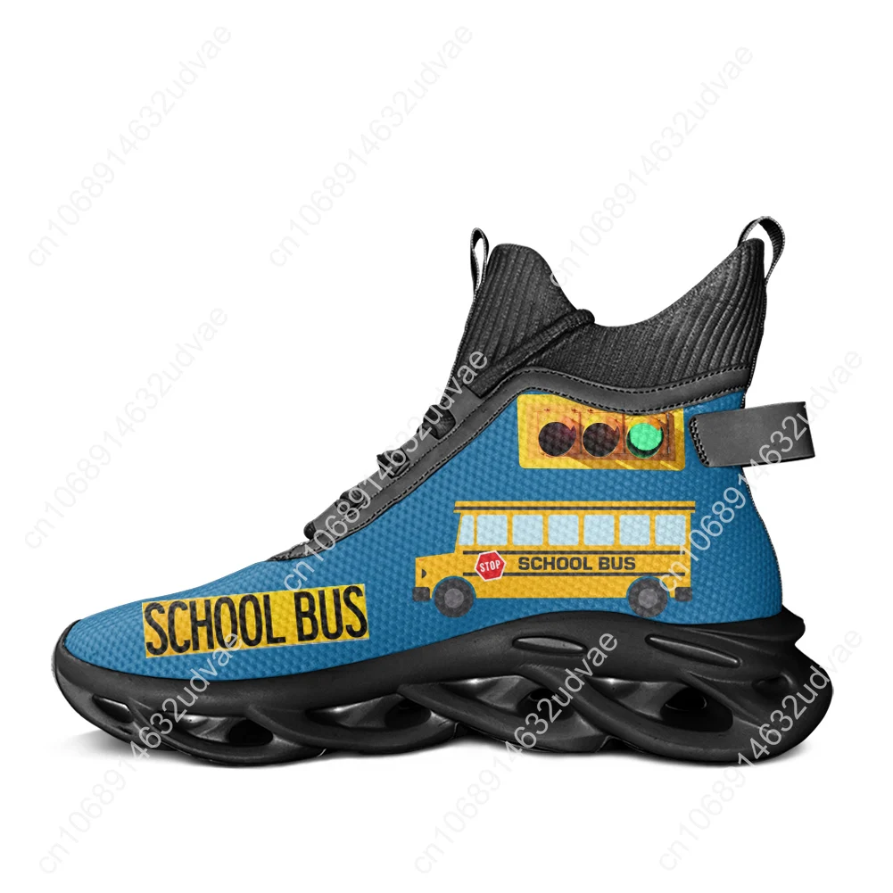 Yellow School Bus Printed High Top Flats Sneakers Mens Womens Hiking Sneakers Travel Shoes Running Casual Custom shoes