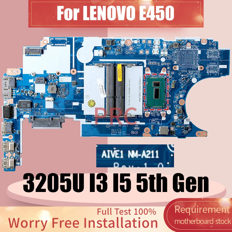 For LENOVO E450 Laptop Motherboard NM-A211 3205U I3-5005U I5-5200U 00HT655 00HT666 00HT778 00HT653 Notebook Mainboard