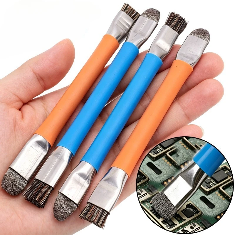 Double Head Cleaning Brush Steel Wire Motherboard Circuit Board Repair Tools Kit Anti-Static Cleaning Brushes For Mobile Phone