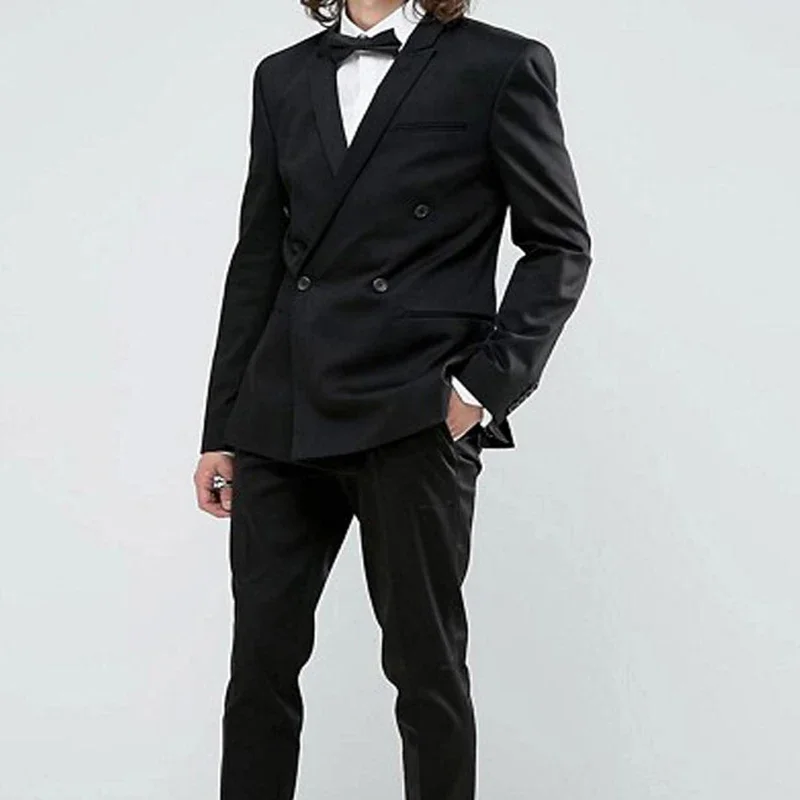 Double Breasted Formal Business Men Suits For Boyfriend With Peaked Lapel 2 Pcs Custom Wedding Tuxedo Fashion Costume 2024