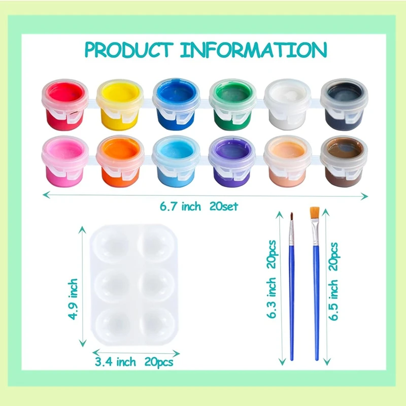 Imagem -06 - Mini Conjunto de Tinta Acrílica para Crianças e Adultos Tiras Ótimo para Festa de Aniversário Casa e Sala de Aula