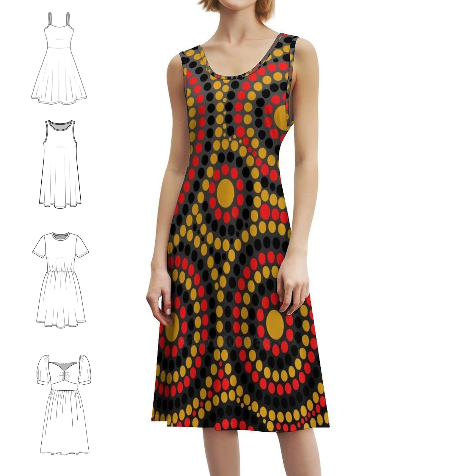 

Потрясающее сексуальное платье в горошек для женщин, мини-платье для пляжной вечеринки, дня рождения, потрясающее абригеновское искусство Австралии