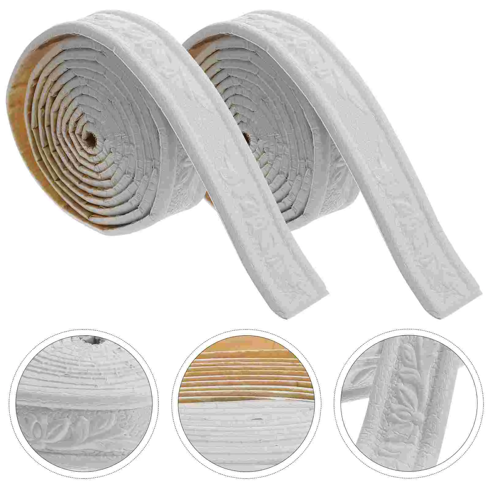 2 Roll Baseboard Caulk Tape Skirting for Tiles Trim Strip Sided Adhesive Wallpaper Border Clear Frame Caulking Self Tailgate 3d