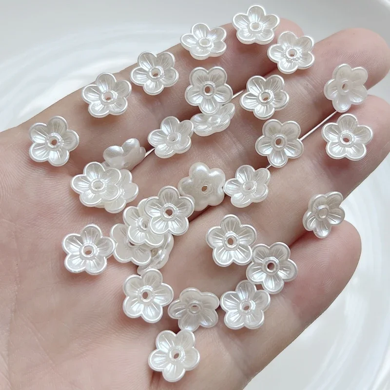 60pcs 12mm ASB white petal loose beads for jewelry making DIY handicraft brooch earrings accessories flower beads