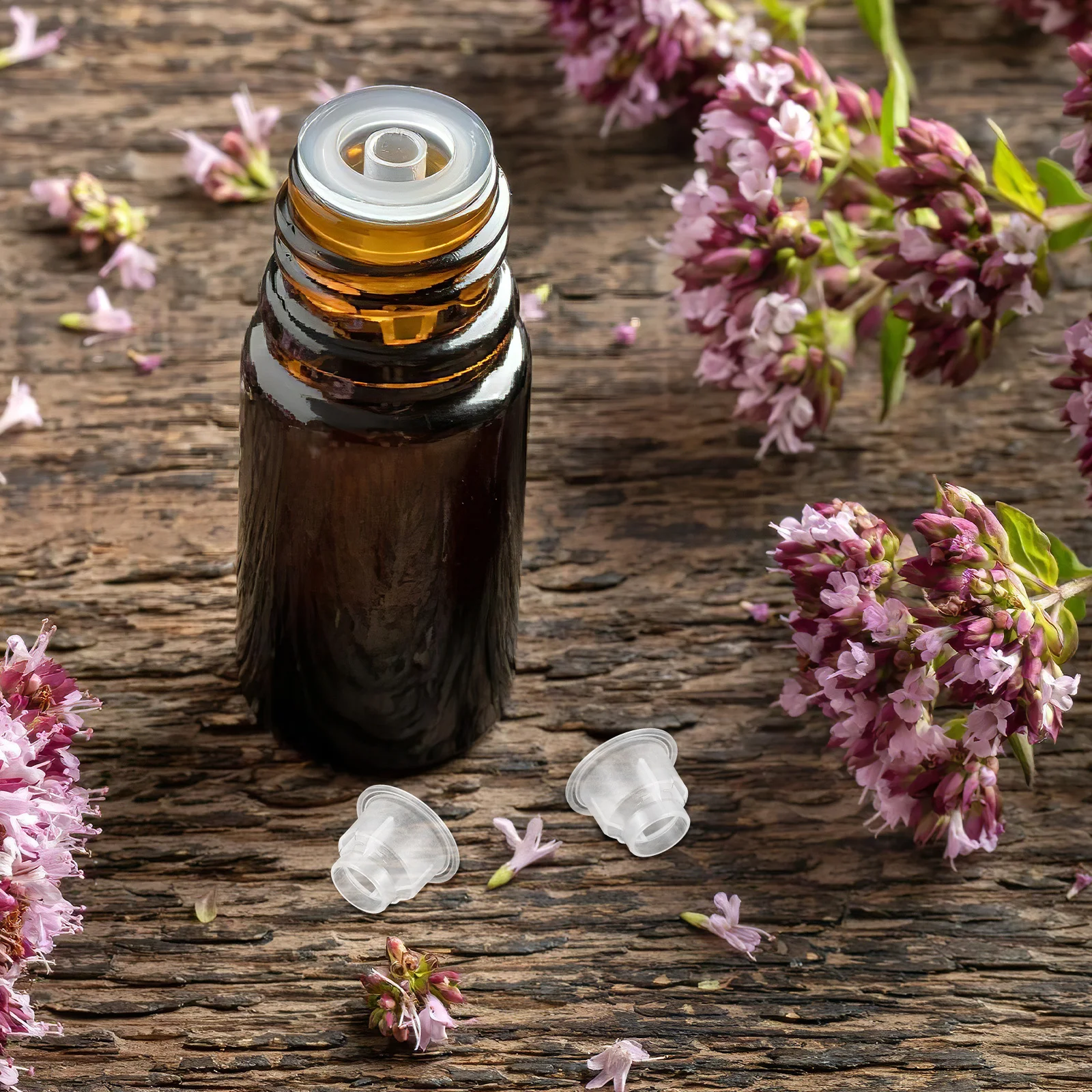 200 szt. Korek do butelek do aromaterapii, przezroczysty wewnętrzny stoper, szczelny, zamiennik nakrętek do olejków eterycznych, pokrywka do butelek dyfuzorów, do samochodu, domu