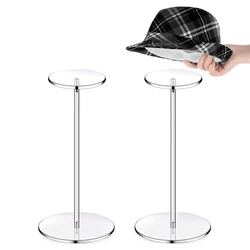 Clear Acrylic Hat Stand and Wig Holder Rack with Pedestal and Round Base Tabletop Organizer Storage Rack Baseball Showcase