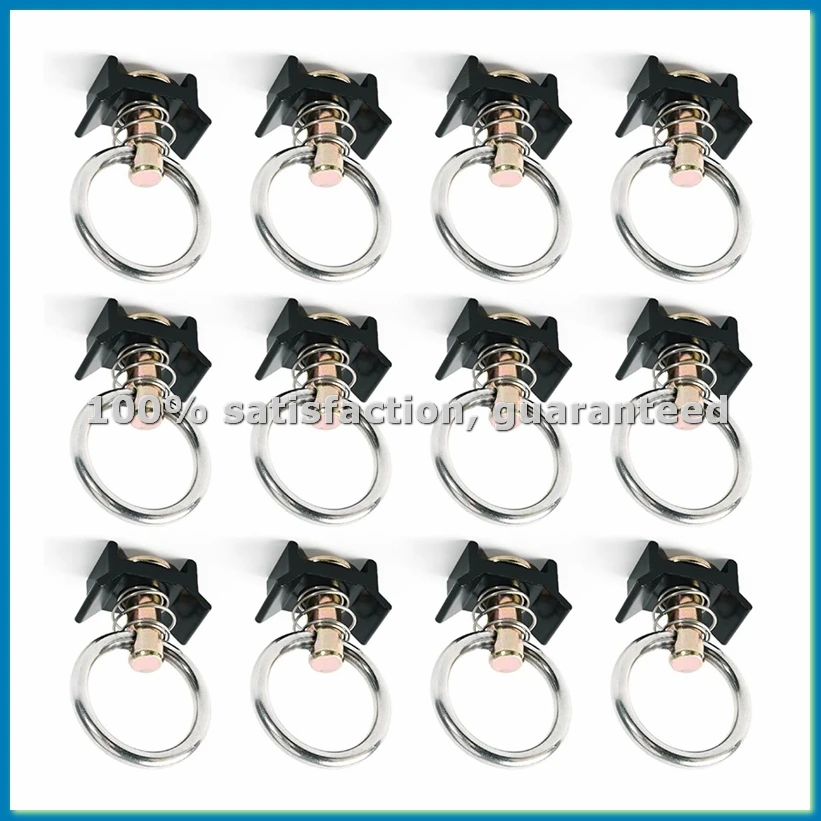 12 Pack L Track Tie Down O Ring L Track Accessories Black L Track Single Stud Fitting with Round Ring, 4000LBS Capacity-BCBW