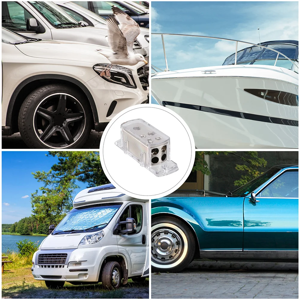 

2Pcs Car Audio Splitter Distribution Block Brass Pc Material for Vehicle Amp System Ground Distributor