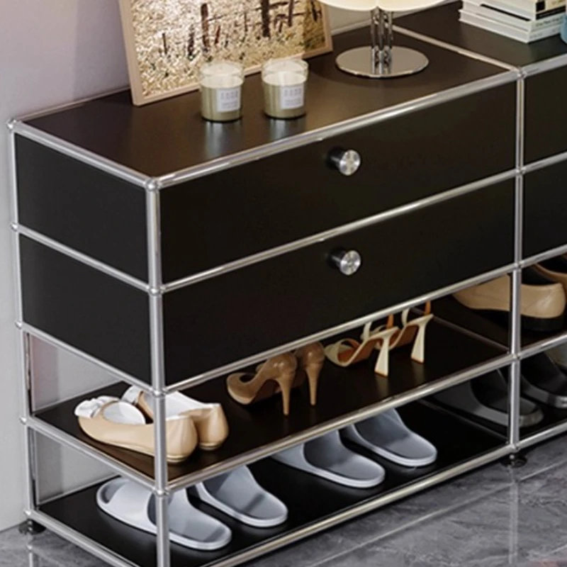 Lemari Ruang Tamu Sederhana Kombinasi Modul Baja Anti Karat Lemari Sepatu Penyimpanan Rak Sepatu Organizer Sepatu