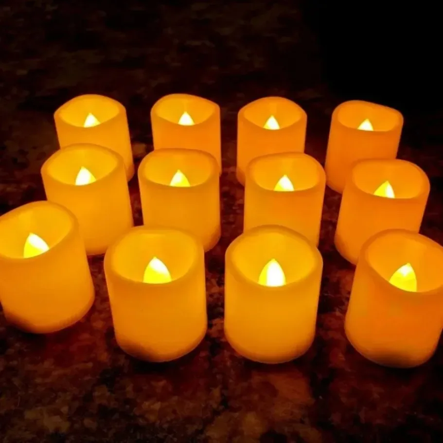 Vela LED sin Llama a Pilas con Interruptor de Encendido/Apagado, Llama Simulada Parpadeante, Decoración Romántica para el Hogar, Propuesta de Pareja