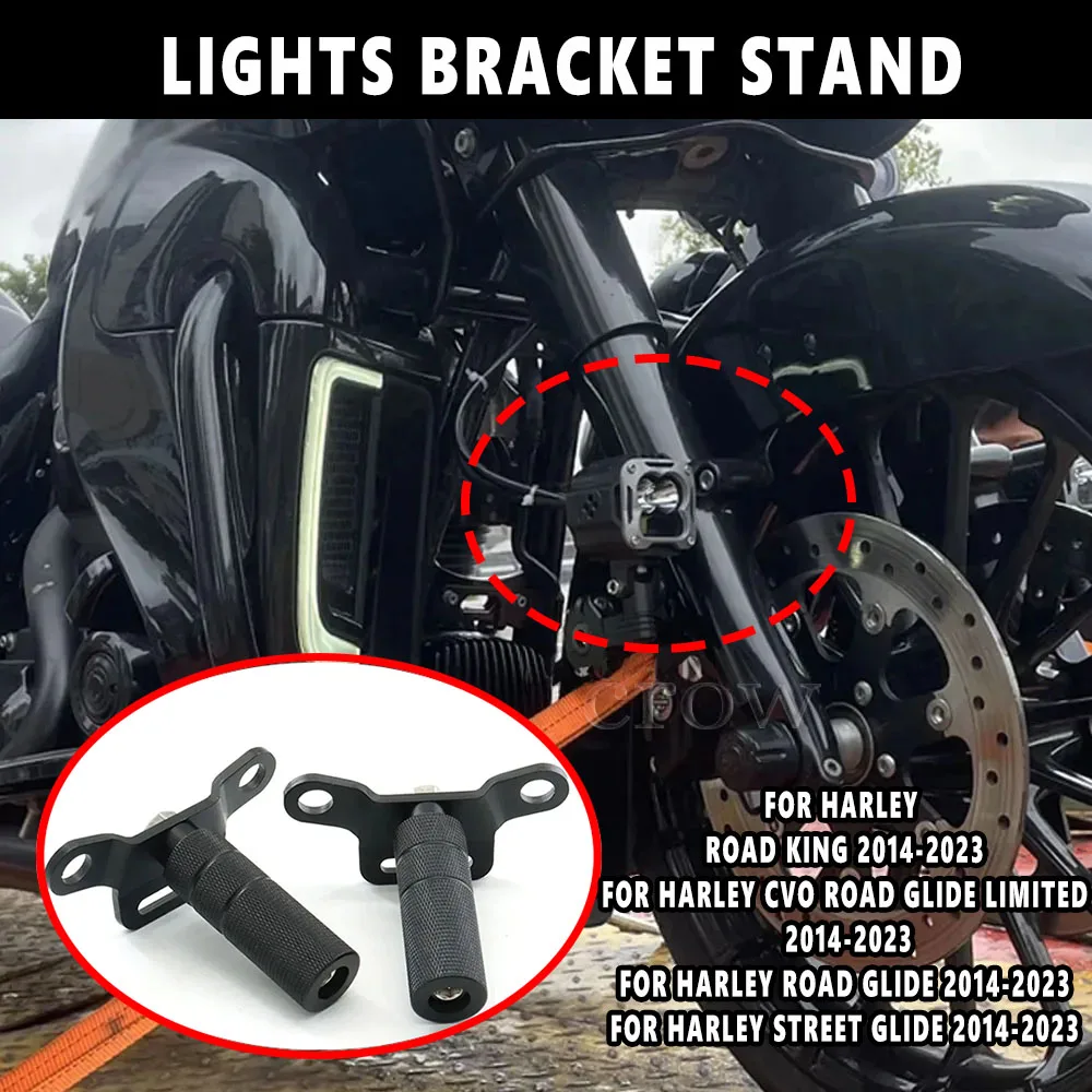 

Motorcycle New Spotlight Mount Holder For Harley Touring Road King CVO Road Glide Street Glide 2014-2023 Lights Bracket Stand