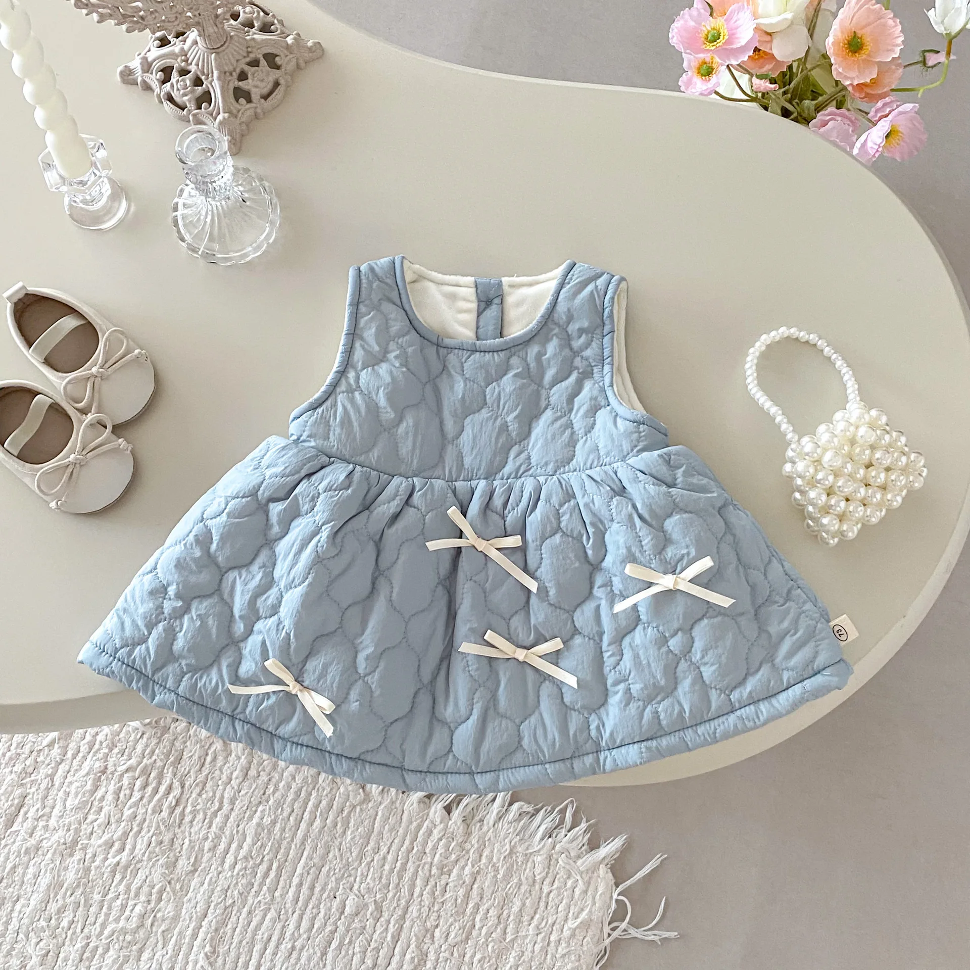 

Бархатный жилет-юбка для девочек, новинка зимы 2022, однотонное мягкое платье или вязаный свитер для маленьких девочек 0-5 лет