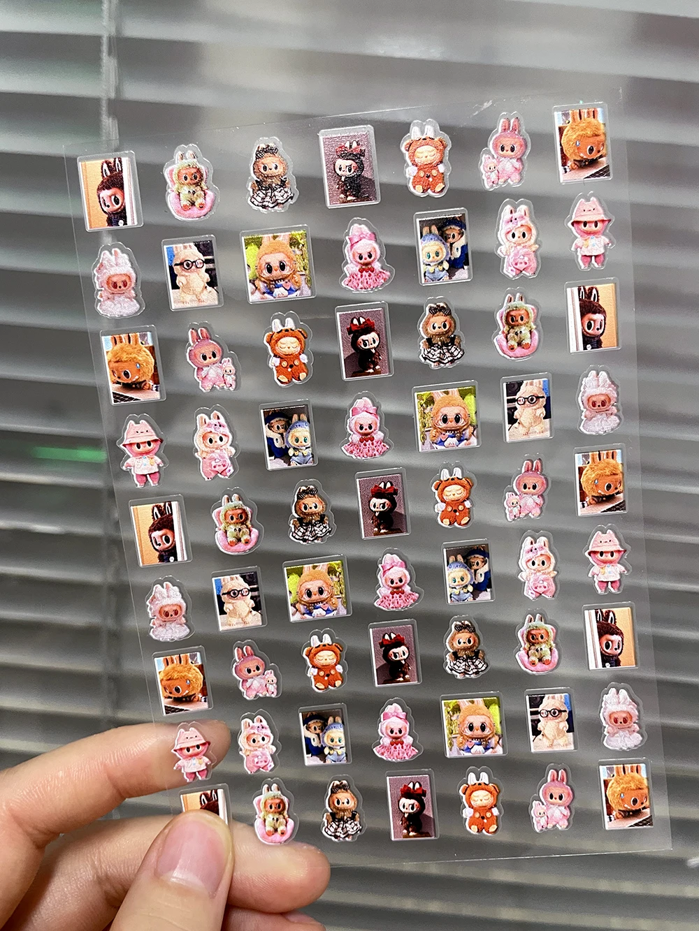 Kawaii Labubu ตุ๊กตา Ultra-Thin Self-Adhesive Slider สติกเกอร์เล็บกันน้ํา DIY สมุดภาพโน้ตบุ๊ค Desktop Decor สติกเกอร์