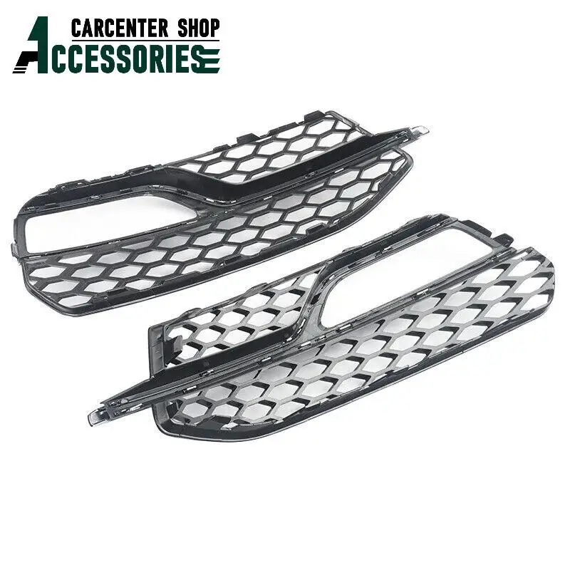 

8V3807681G 8V3807682G Black 2pcs Front Bumper Fog Light Grille Honeycomb Cover For 2013-2016 Audi A3 S-Line S3