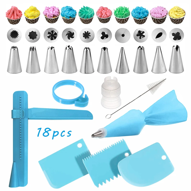 Silicone Pastry Bag Tips Kitchen DIY Cake Icing Piping Cream Decorate Tool Flower Icing Piping Nozzle Cream Cupcake Tips Baking