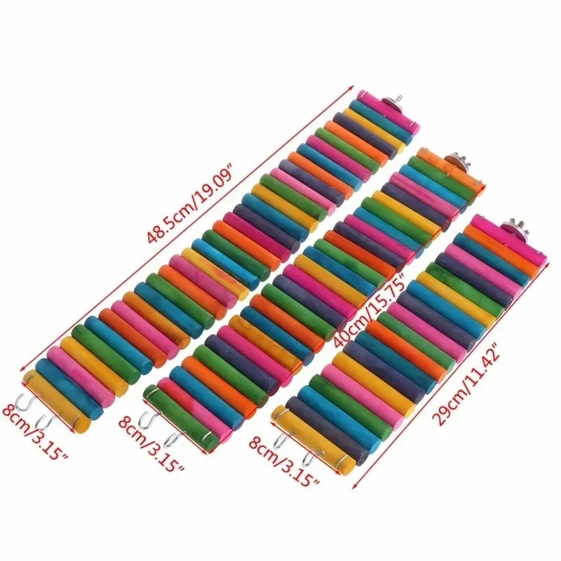 1Pc Pets Parrot Hamsters Climbing Toys Colorful Brige Gerbil Exercise Ladder Natural Woods Pet Ladder Toy Color Random