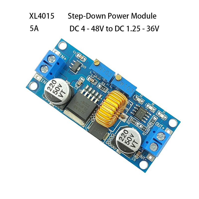 

XL4015 5A Adjustable Step-Down Power Module for Lithium-Ion Battery Charging, Regulated Power Supply Module Board, DC 4–38V