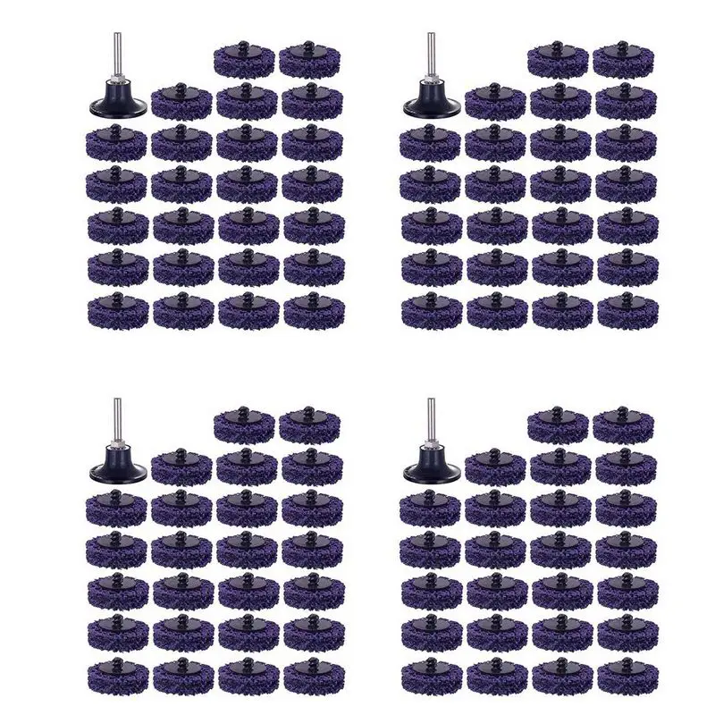 

Набор из 100 фиолетовых дисков SYW-100PCS (2 дюйма, 50 мм) для быстрой зачистки и очистки, для удаления краски и ржавчины, подготовки поверхности, с 4 держателями