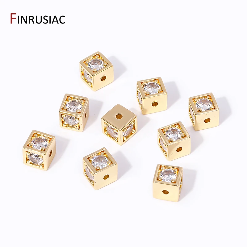 2/4Pcs 18K Gold Plated Brass Zircon Spacer Separator Beads Jewelry Making Supplies For DIY Bracelet Necklace Accessories