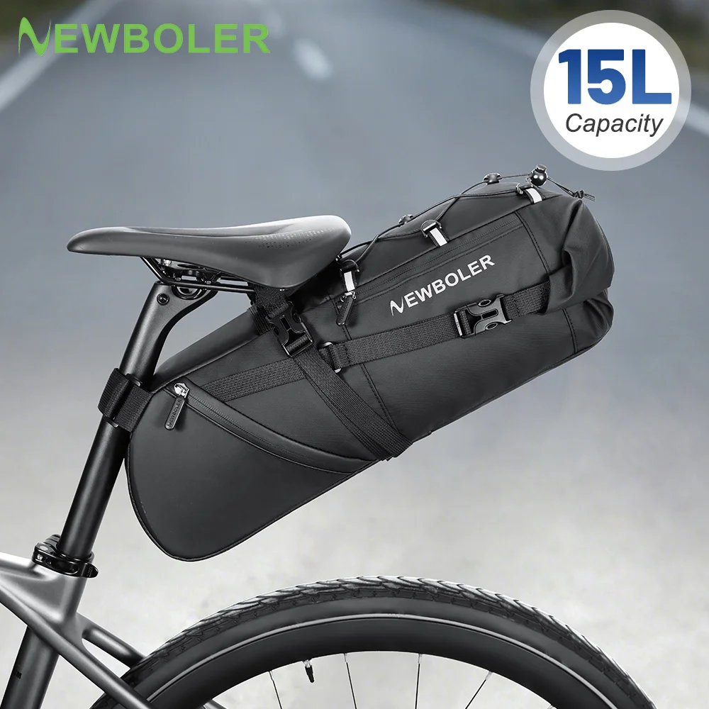 NEWBOLER 15L Fahrrad-Satteltasche, wasserdicht, für MTB, Rennrad, große Kapazität, faltbare Fahrradtasche, Hecktasche, Zubehör für den Kofferraum
