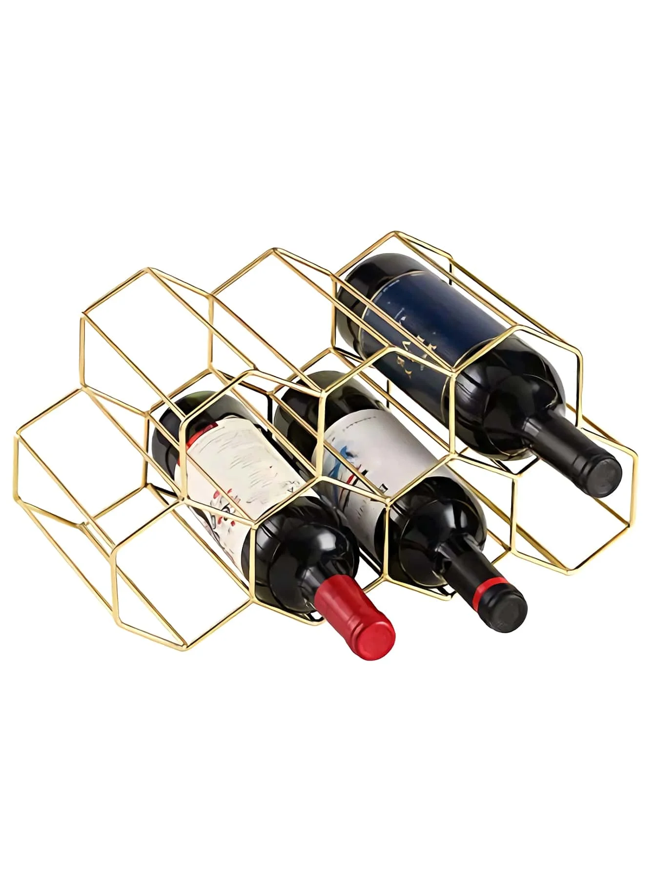 1pcs Wine Rack Freestanding Wine Holder,6/7 Bottles Countertop Free-Stand Wine Storage Protector for Red White Wine