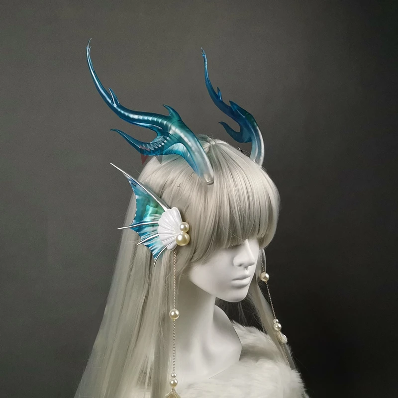 New Honor Of Kings Cosplay Prop Xishi Dragon Horns orecchini a sirena puntelli su misura