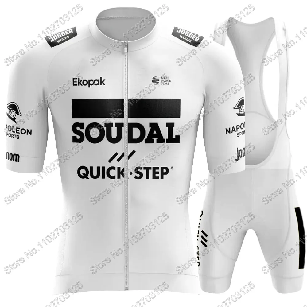 

Белый Soudal Quick Step Team 2024 Велоспорт Джерси комплект с коротким рукавом TDF одежда мужские велосипедные рубашки костюм велосипедные шорты с нагрудником MTBRopa