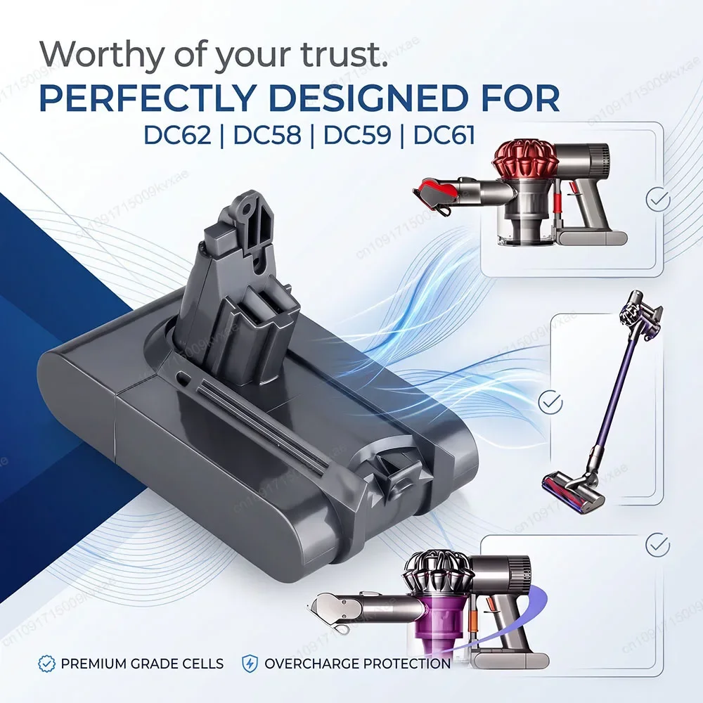 Rechargeable 8000mAh 21.6V Vacuum Pack for Dyson V6 Absolute Animal Fluffy Motorhead SV04 SV09 DC59 DC62 965874-02 Power Cells