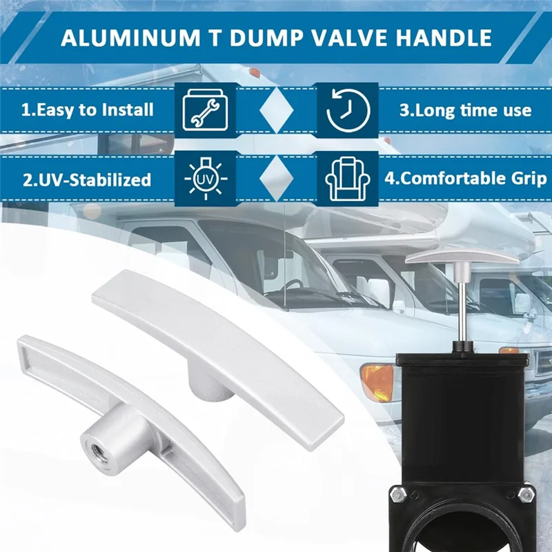 

AS94-2 шт., алюминиевая Т-образная ручка, замена ручки клапана сброса Valterra, ручка клапана отработанного клапана для автофургона T1003-6MN