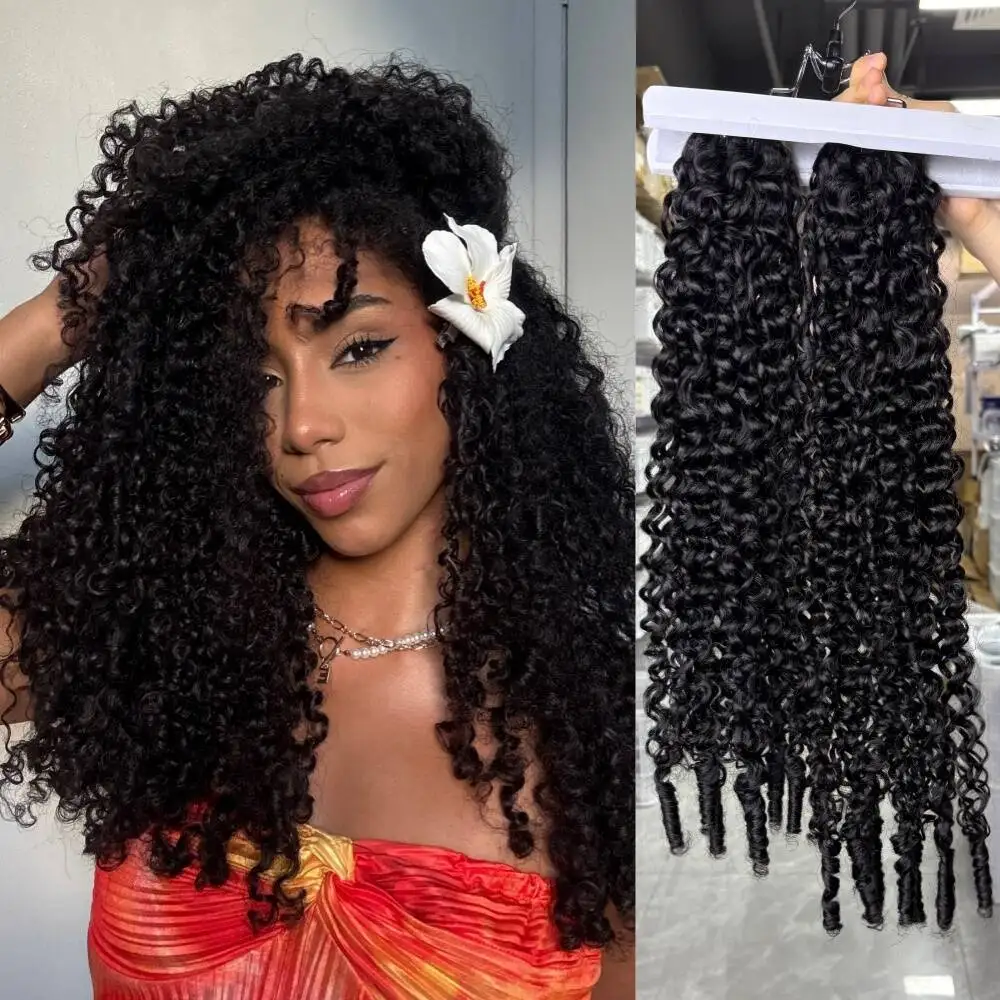 البورمية مجعد الشعر حزم موجة شعر بشري لعذراء البورمية النسيج الخام 100% شعر مستعار بشري 1/2/3 قطعة المليونير الملكة