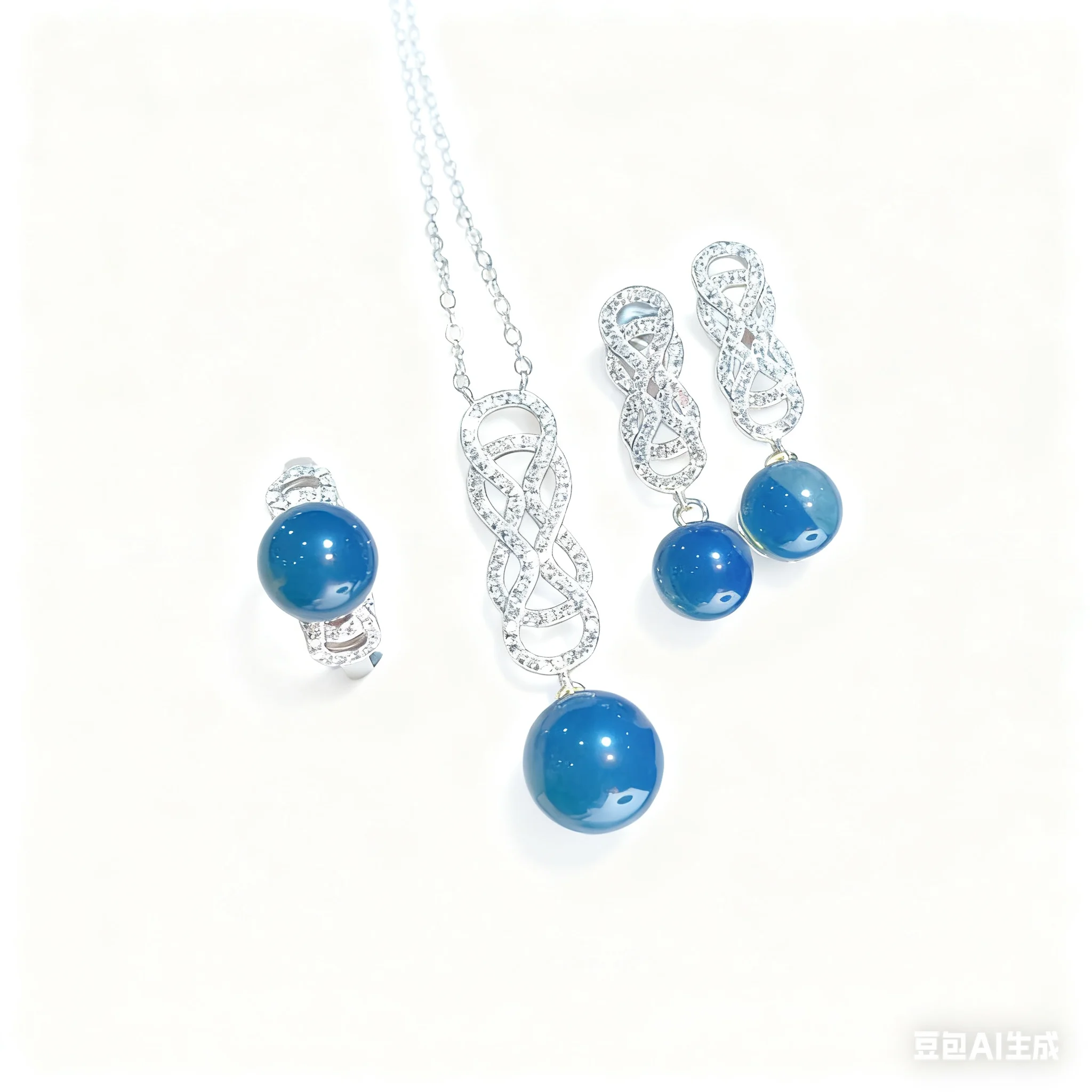 

Natural Mexican Blue Amber Silver Pendant Necklace Woven Knot Openwork Diamond Cut Elegant Jewelry for Women 10mm 9mm 8mm