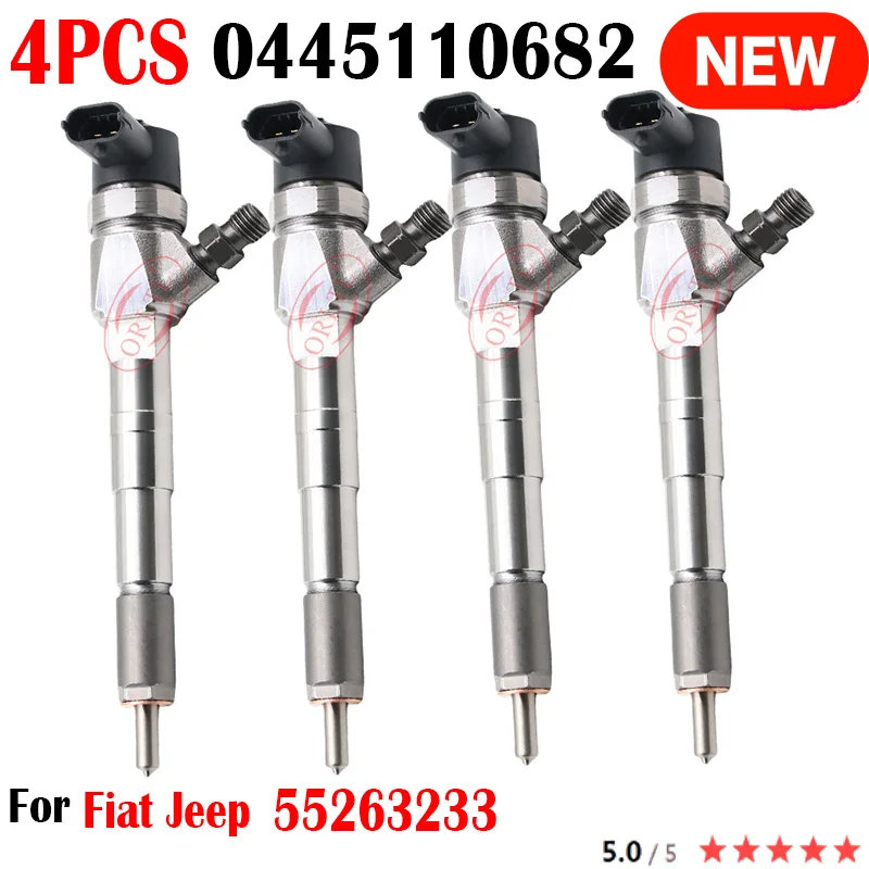 4PCS 0445110682 55263233 NEW Diesel Common Rail Injector Fit For Fiat Jeep Renegrade 2.0 Jeep Compass