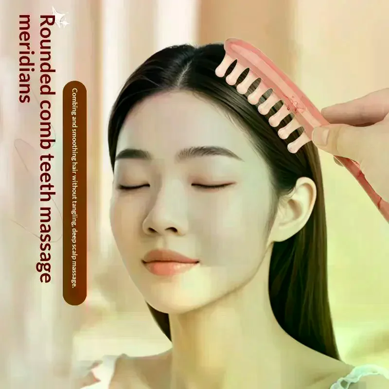 Resin Scalp Massage Comb With Smooth Rounded Teeth Comfortable Grip For Hair Care Relaxation Head Tension Relief