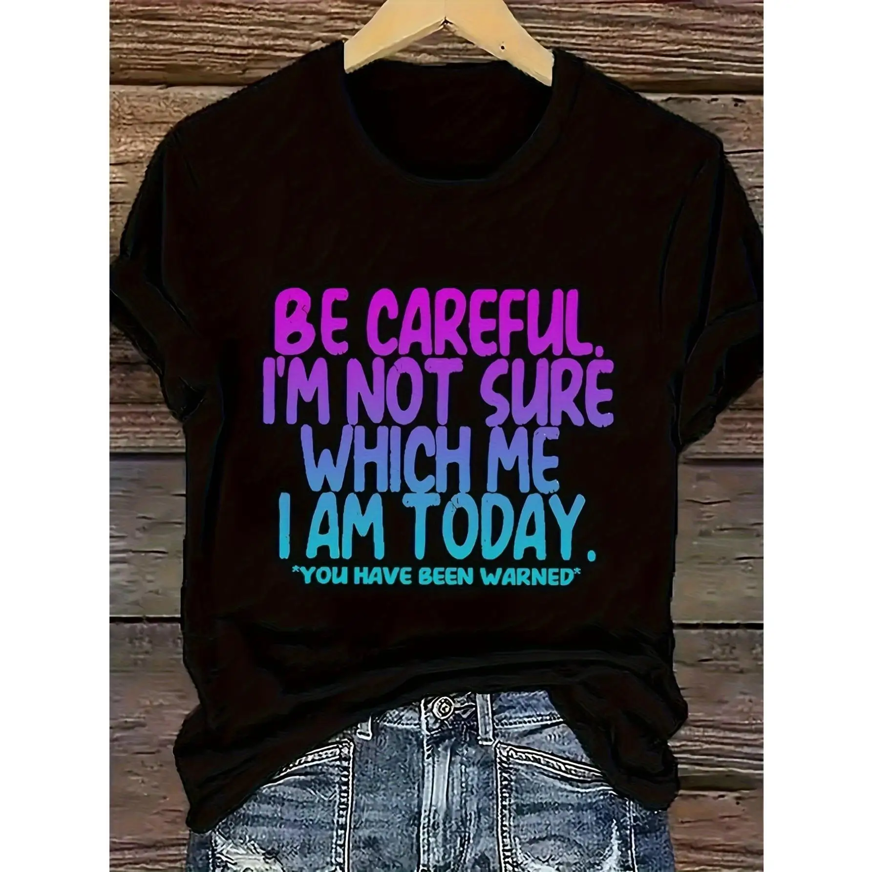 

Women's Funny Mood T-Shirt | "Which Me Am I Today" Sarcastic Personality Graphic Tee | Humorous Warning Gift Casual Top