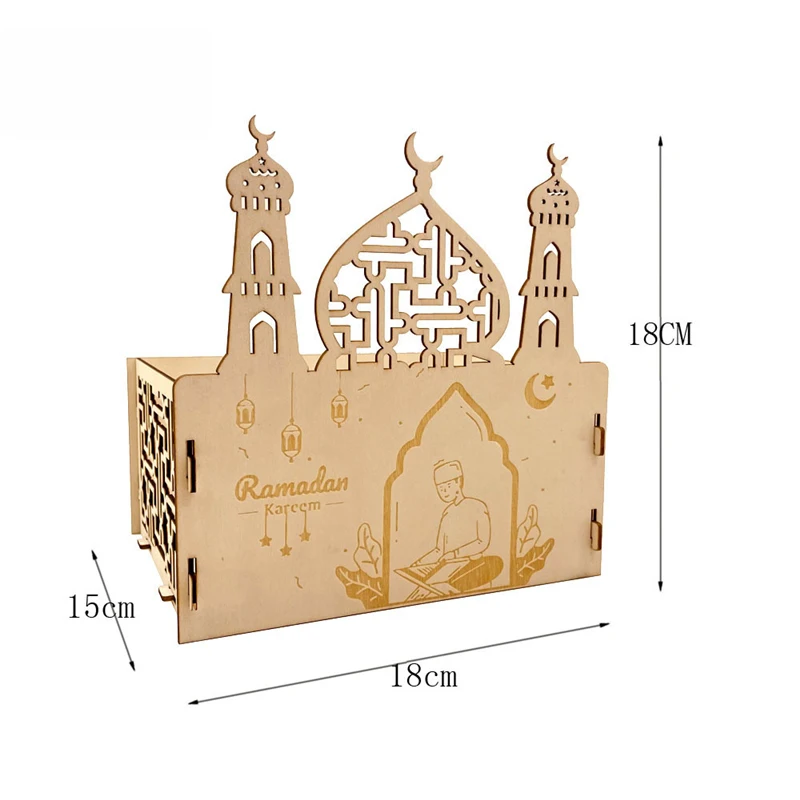 Eid Mubarak Decoration Islamic Ramadan Tray Moon Star Wooden Food Dessert Muslim Party Decor Mubarak Mosque Gifts Eid Al Adha