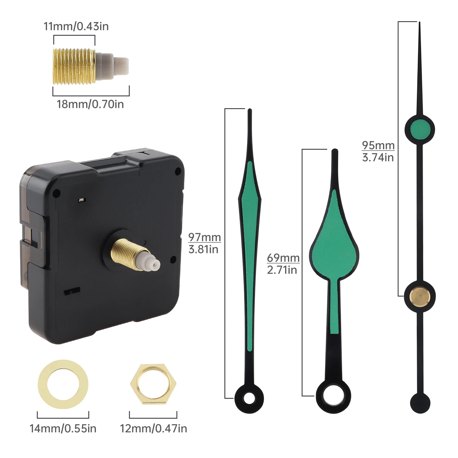 Quarzbatteriebetriebene, leise Wanduhr-Bewegungsmechanismen für Heimwerker/Reparatur, Ersatz von Uhrenteilen