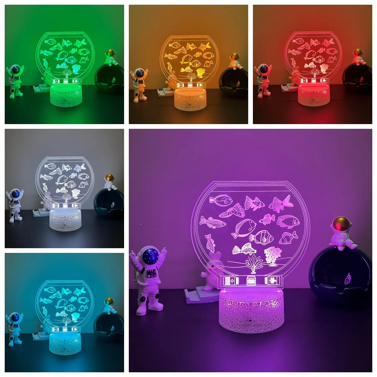 

aquarium 7 / 16 Colored Night Light 3D LED Lamp For Children's Room Decor Christmas Birthday Gift