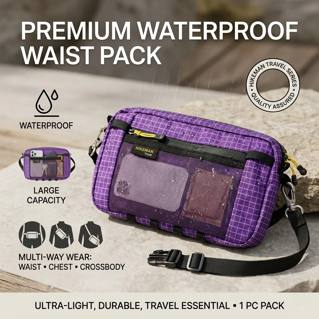 Waterproof Waist Pack Large Capacity Crossbody Chest Bag Multi Functional Bumbag For Outdoor Sports Cycling Hiking Travel 1 Pcs