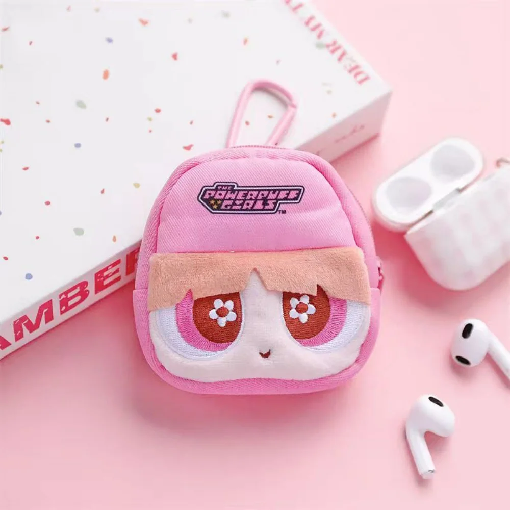 Genuine Powerpuff Girl Cartoon Mini Coin Purse Kawaii Blossom Bubbles Buttercup Girly Style Headphone Charging Cable Storage Bag