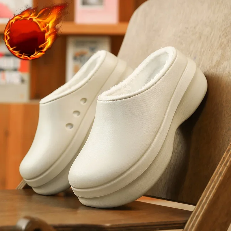 

Fleece-Lined, Warm, Suitable for Home and Outdoor Wear, Couple's Large Size, Thick-Soled, Fashionable Cotton Shoes, Chef Shoes
