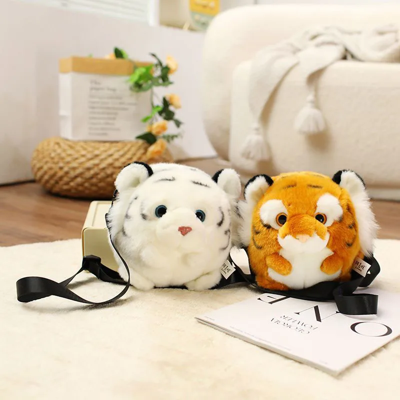 

Kawaii White Tiger Plush Bag Adorable Stuffed Animal Shoulder Bag with Adjustable Strap for Daily Use Perfect Gift for Girls