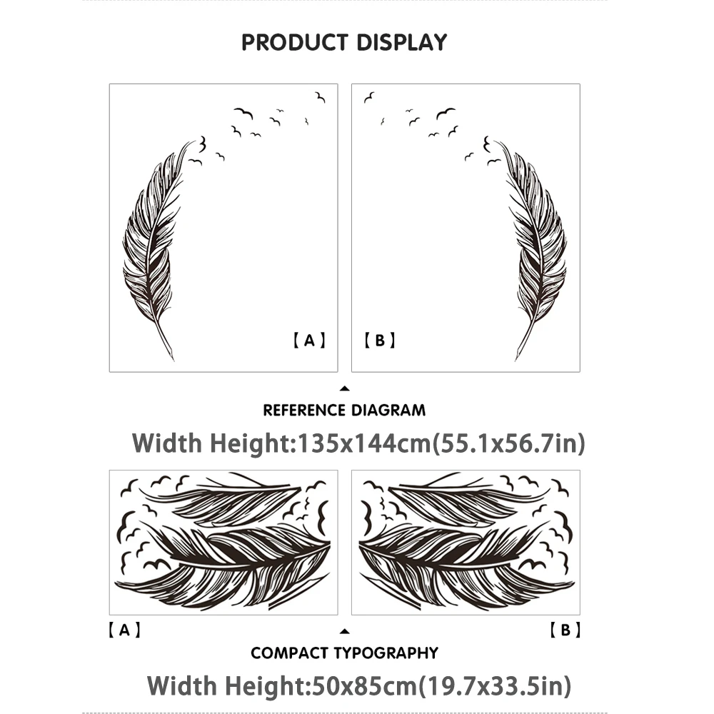 Adesivi murali con piume intagliate creative Soggiorno Arredamento camera da letto Sfondo Decorazioni murali Decorazioni Adesivi autoadesivi per la