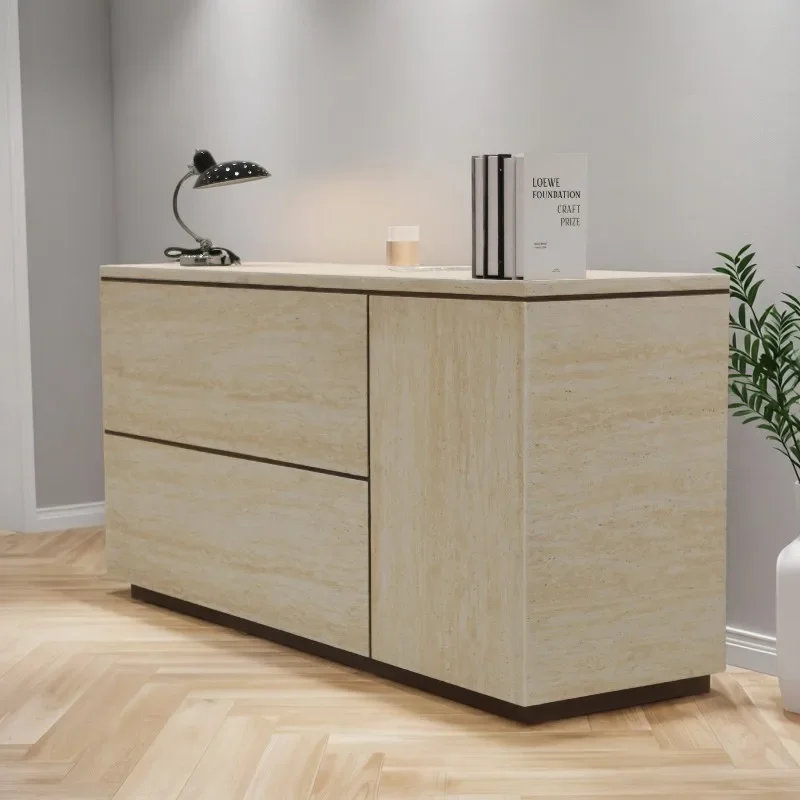 Soft travertine clothing store bar counter buyer store checkout page simple modern children's clothing store front desk integrat