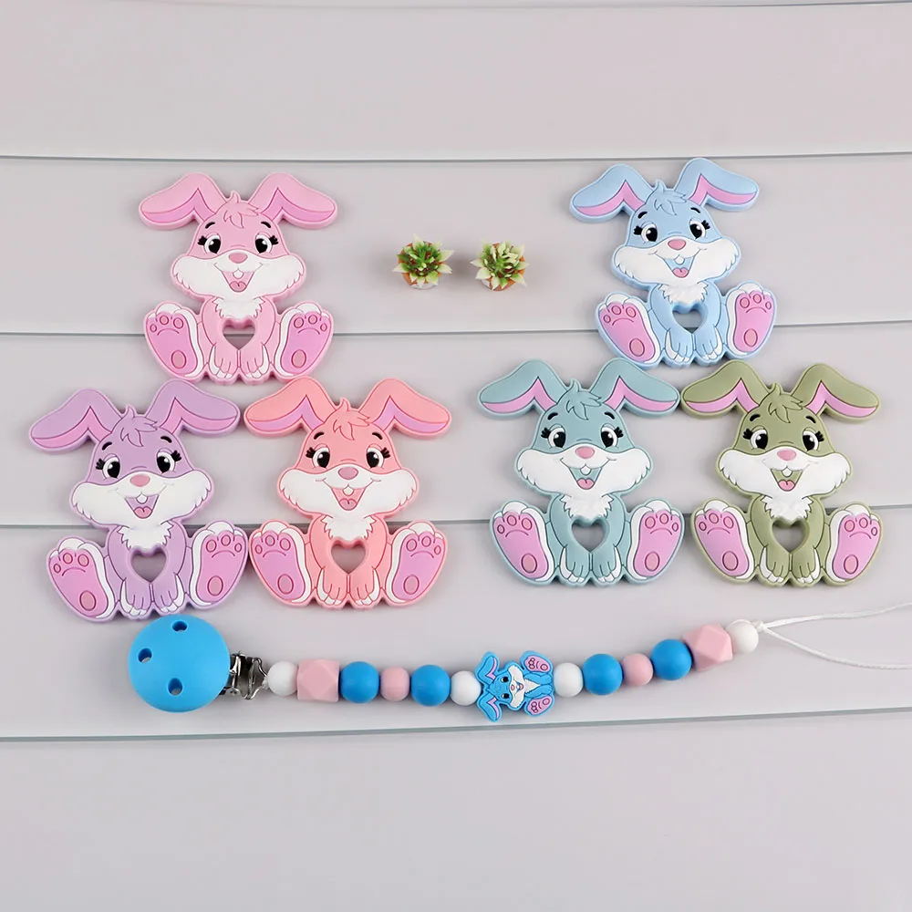 2pc Silicone Pendants Cartoon Animals Food Grade Silicone For Jewelry Making DIY Pacifier Chain Accessories