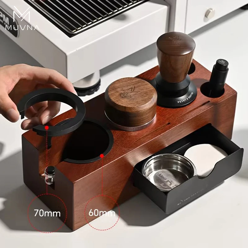 MUVNA Coffee Tamping Station 51-58MM Universal Station Organizer Drawer Espresso Tools for Delonghi Breville Barista Accessories