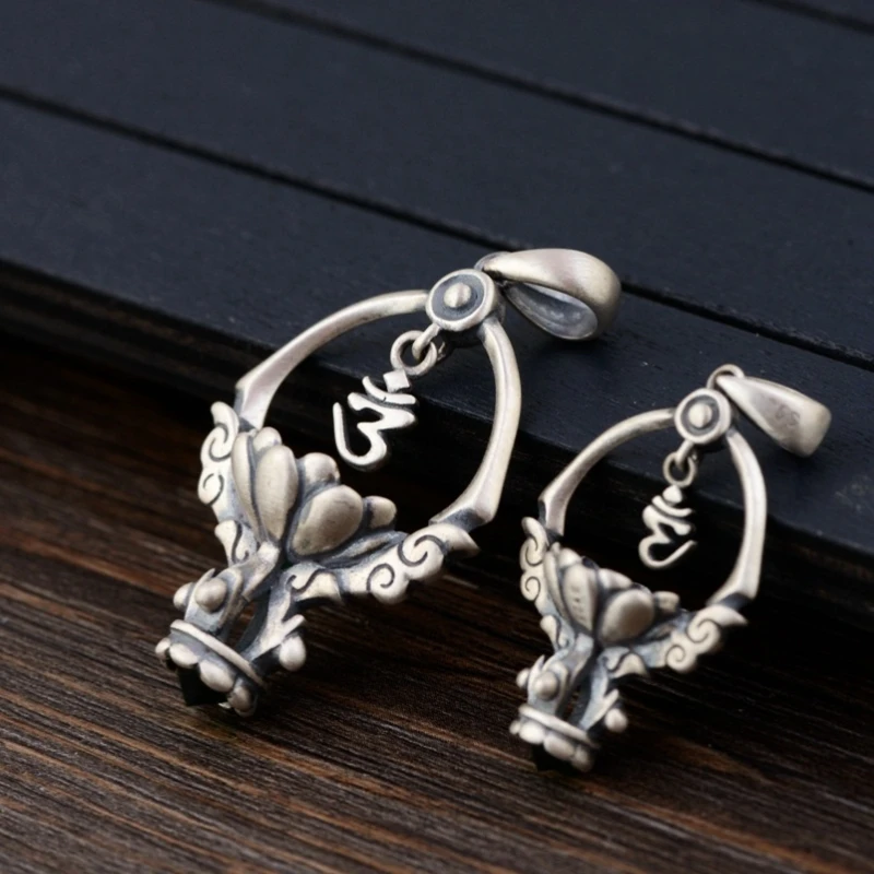 BOCAI S925 Sterling Silver Pendants for Women Men New Fashion Auspicious Cloud Six Character Truth Lotus Lamp Free Shipping